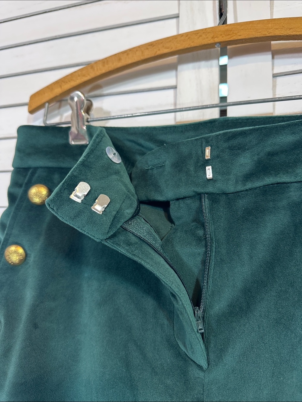Maison d’ Amelie Emerald Green Sailor Style Flare Velvet Pants Size 10 LIKE NEW - Picture 6 of 12